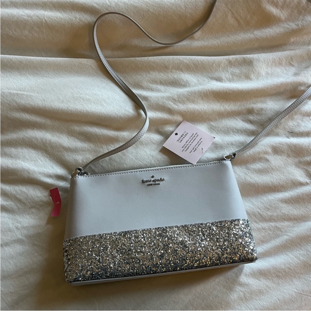 Kate Spade Flash Glitter Silver Crossbody Bag NWT - Picture 5 of 8
